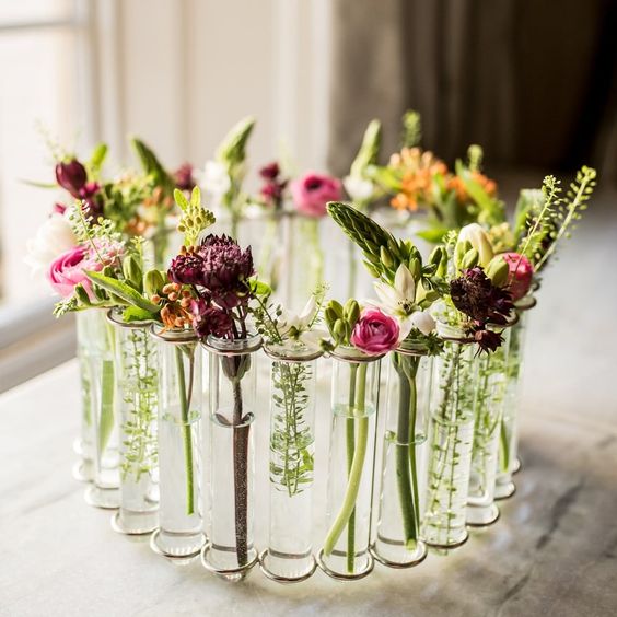 éprouvettes vase éprouvette décoration déco table cogestim fleurs