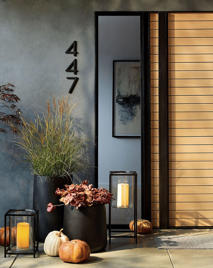 deco, automne, porte, entree